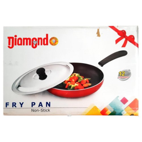 Nonstick Fry Pan With Lid | 24cm | Diamond | 1 Year Replacement Warranty