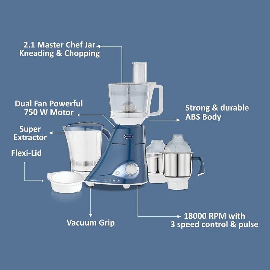 Preethi Blue Leaf Expert | 750w | Mixer Grinder | MG214