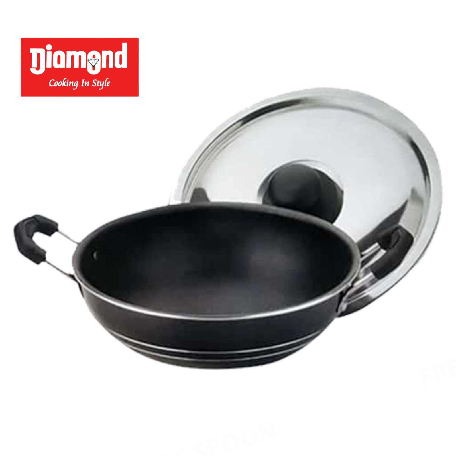 Non stick hopper pan with stainless steel lid