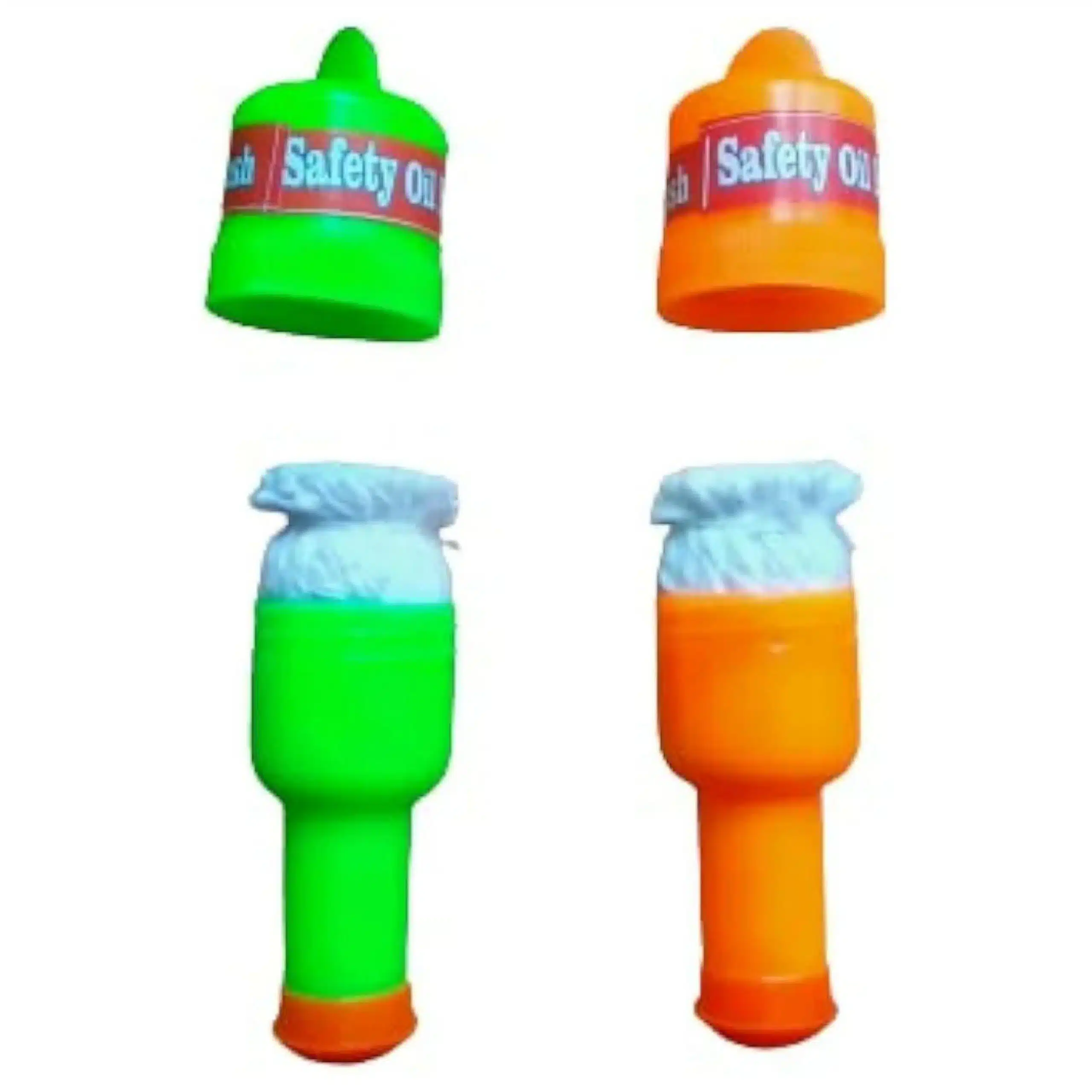 "Set of 2 Safety Oil Brushes for dosa tawa & kulipaniyaram. Indian-made with cotton top & plastic base. Easy to use, refillable & approx. 10cm in length."