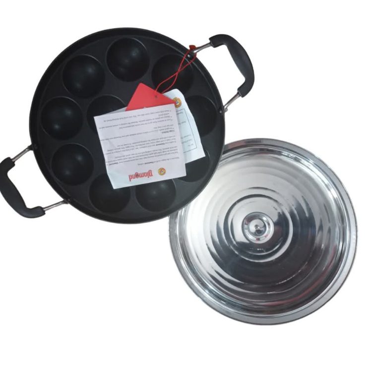 Diamond nonstick Kulipaniyaram With Stainless steel lid_4