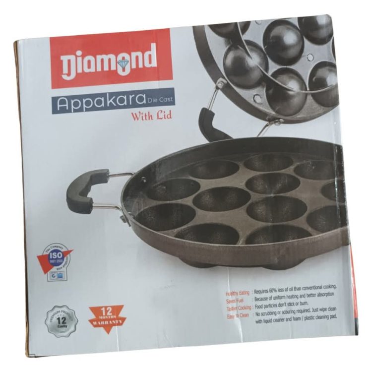 Diamond nonstick Kulipaniyaram With Stainless steel lid