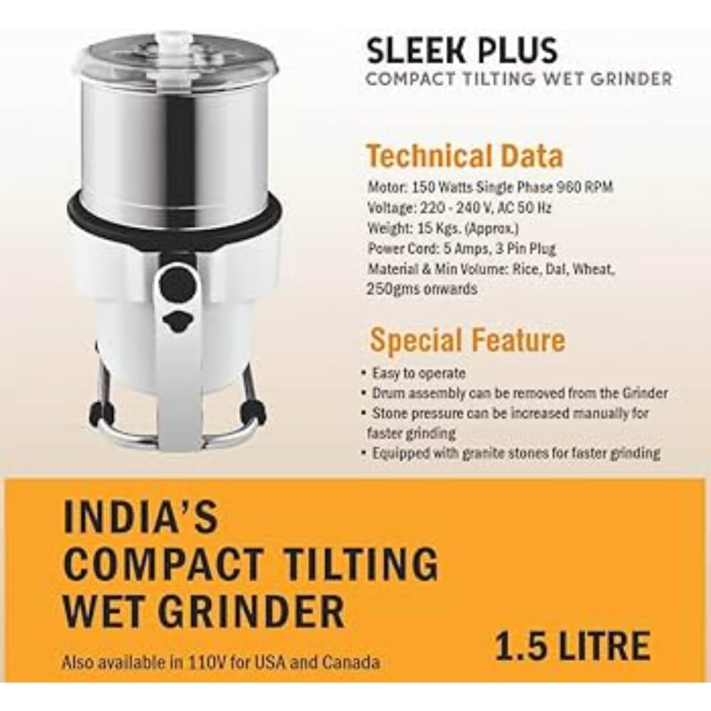 Table top Tilting Wet Grinder 1.5L