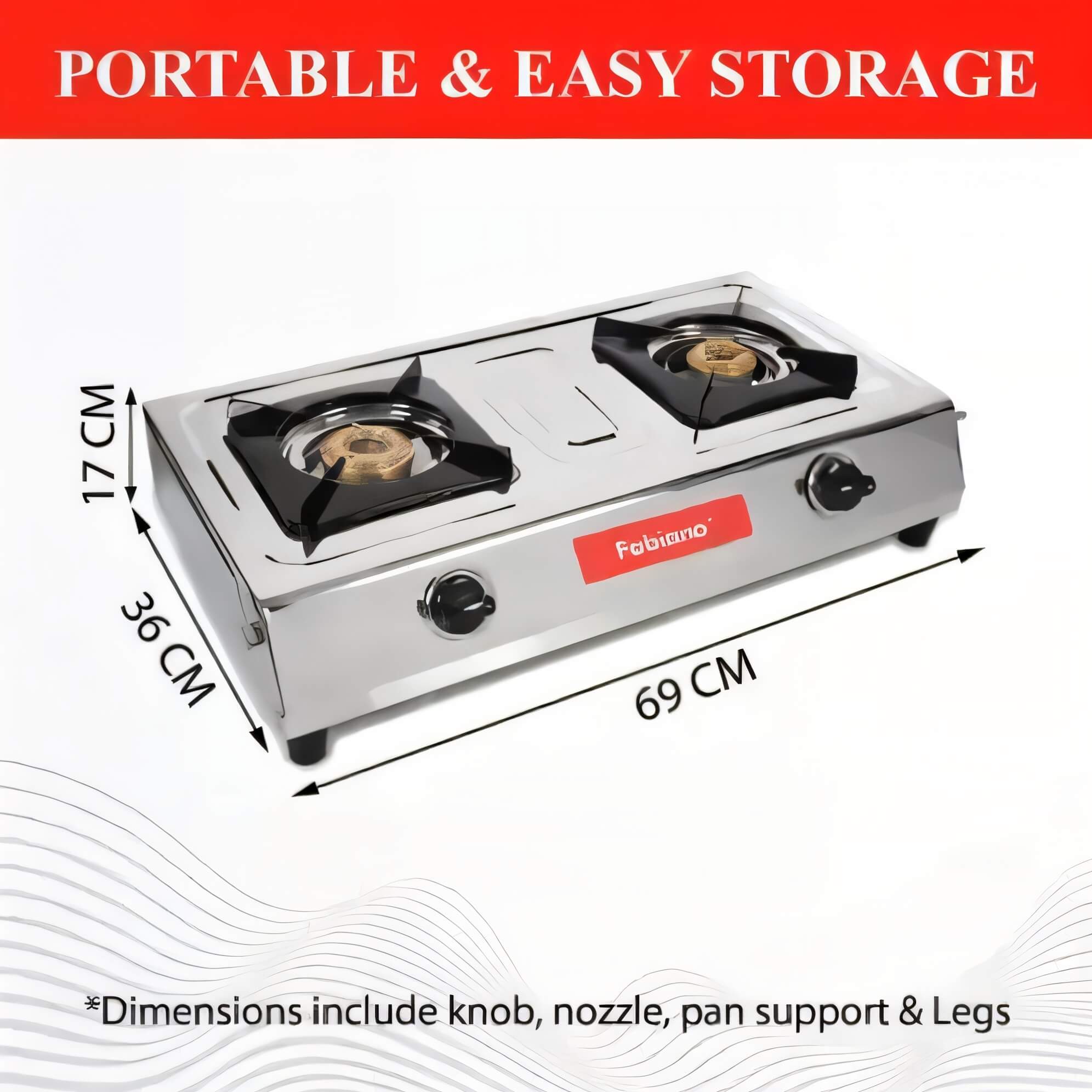 Fabiano Stainless Steel Gas Cooker 2 brass burner