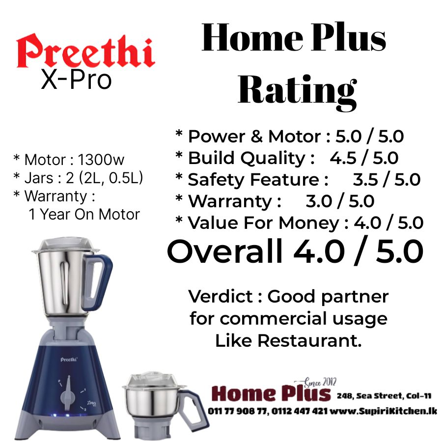 Preethi Preethi Xpro | 1300w | MG198 | Commercial Mixer Grinder Rating & Review