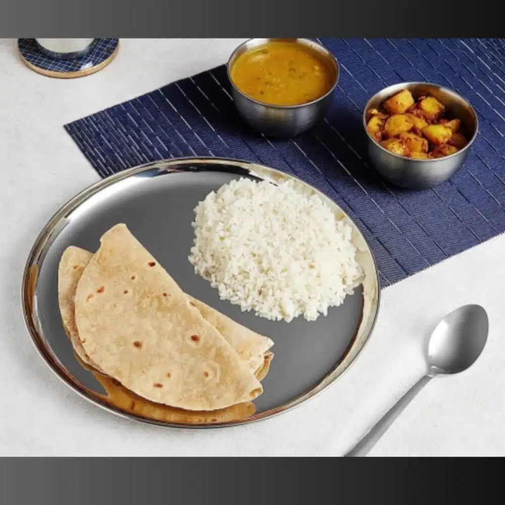 Heavy-duty stainless steel dining plates in 9", 10", and 11" sizes. Durable, rustproof, and ideal for daily use. Shop now at www.supirikitchen.lk.