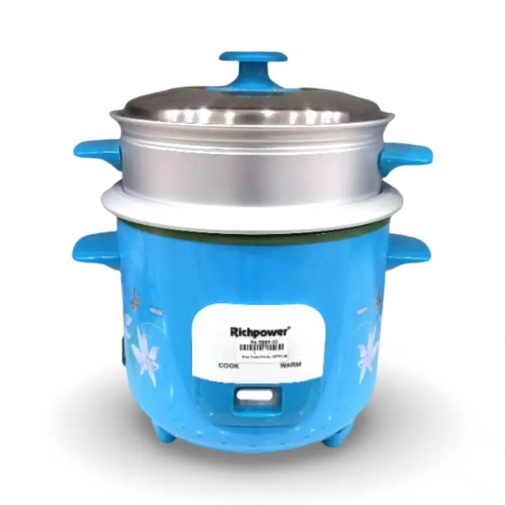 Richpower 0.6L Rice Cooker RPRC-6077 with steamer, compact & durable. Perfect for small meals. 12-month warranty. Best price in Sri Lanka.