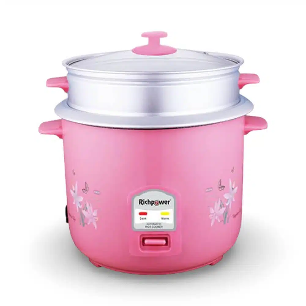 Richpower 0.6L Rice Cooker RPRC-6077 with steamer, compact & durable. Perfect for small meals. 12-month warranty. Best price in Sri Lanka.