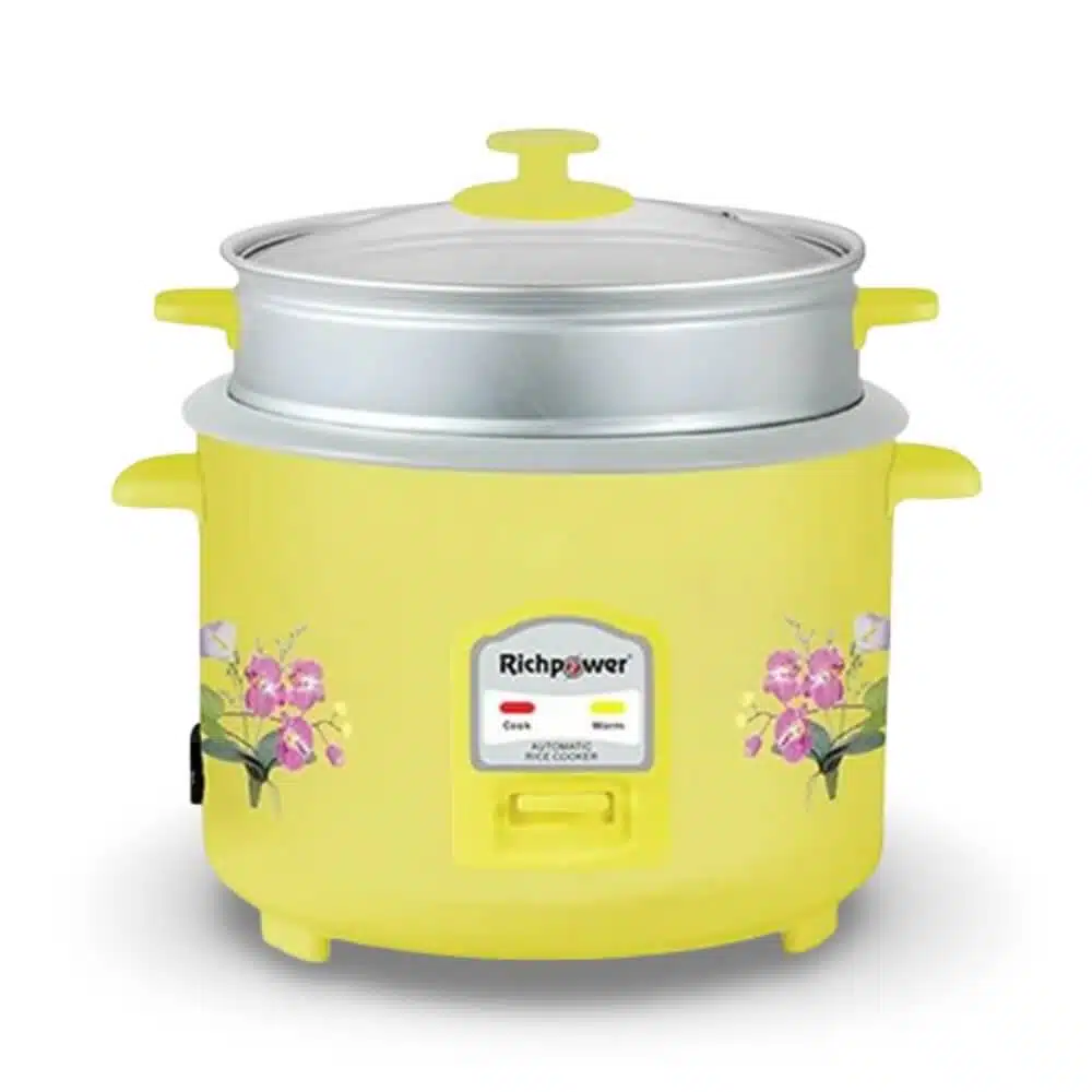 Richpower 0.6L Rice Cooker RPRC-6077 with steamer, compact & durable. Perfect for small meals. 12-month warranty. Best price in Sri Lanka.