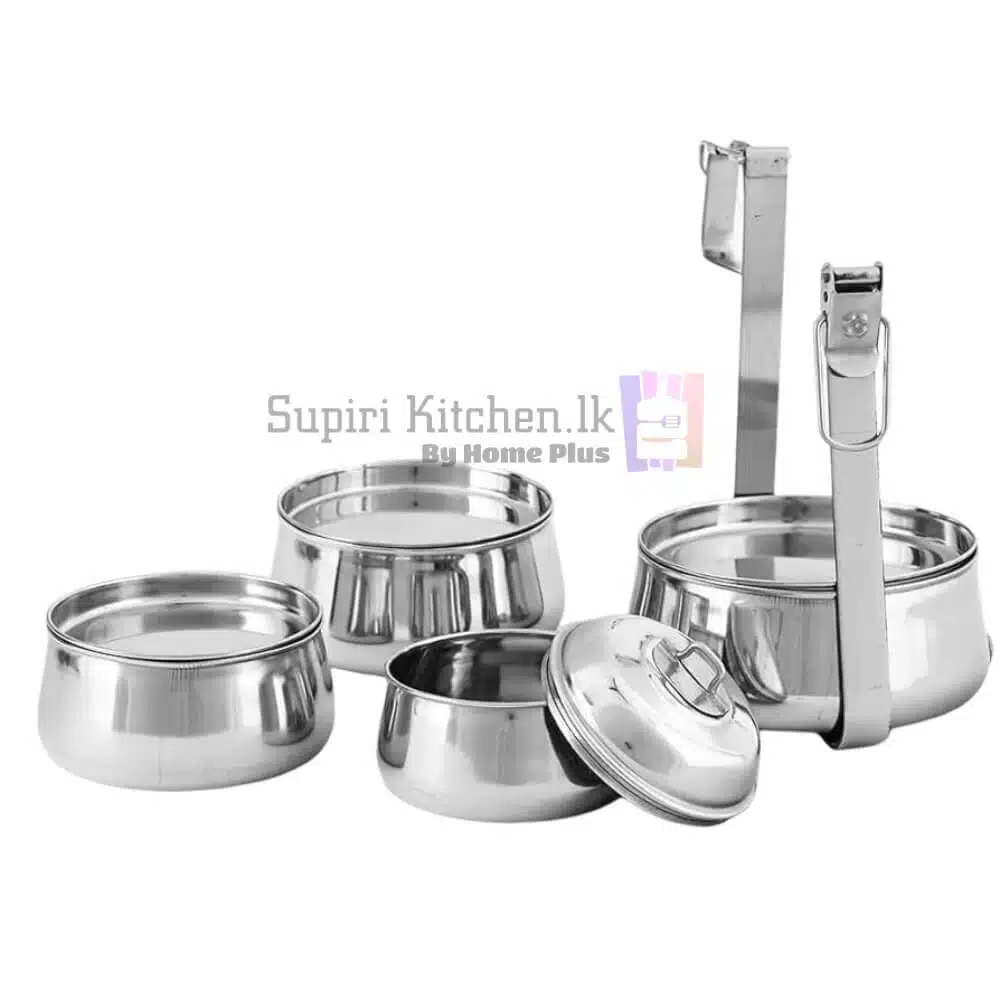 1x5 stainless steel silver tiffen carrier open picture