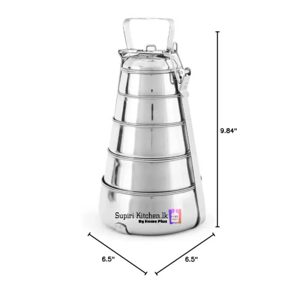 1x5 stainless steel silver tiffen carrier Dimension